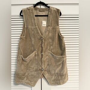 Free People Tan Corduroy Vest